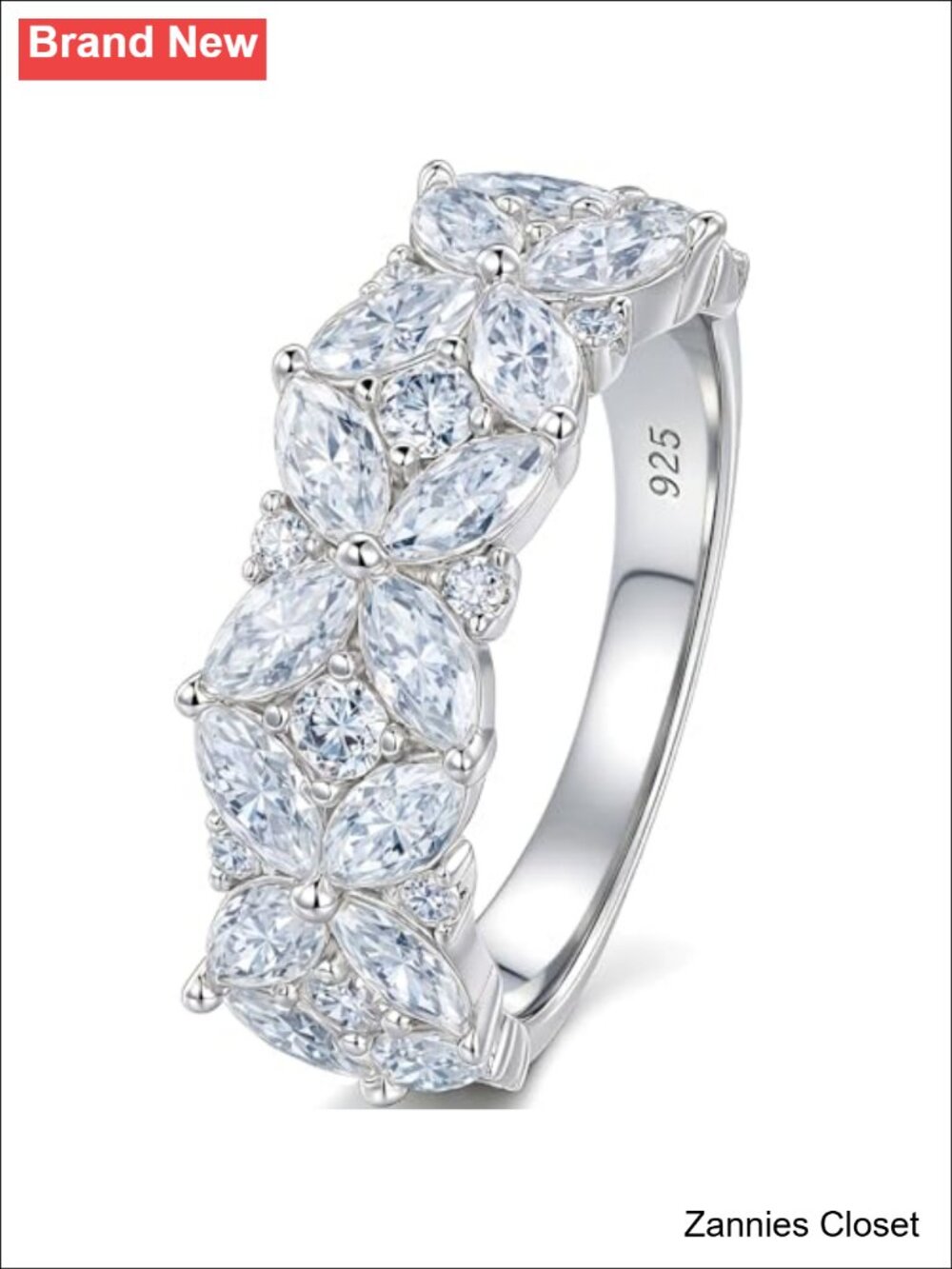 💍 Heinlov Moissanite Marquise Eternity Ring 925 Sterling Silver Wedding Band